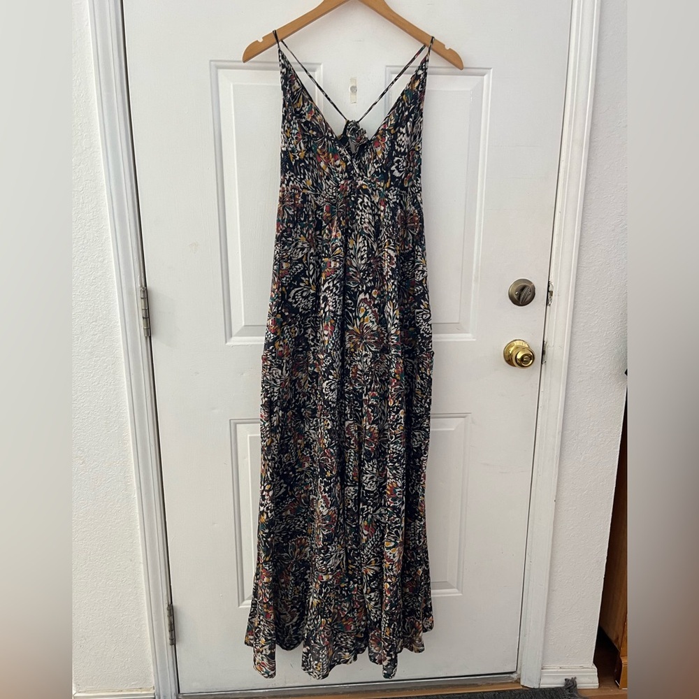 Bila-77 Woman's Bohemian Hippie festival V-Neck Summer Maxi Dress sz Med